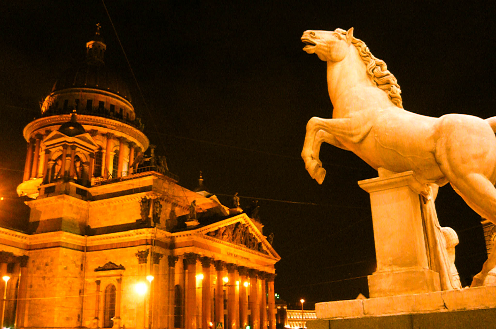 Saint Isaak Cathedral & sculpture group Taming of the Nature (based on a poetical interpretation of Alexander the Great's attempts to tame his future horse Bucefal that symbolizes the eternal untamable Nature) [Alexander Shemetev]